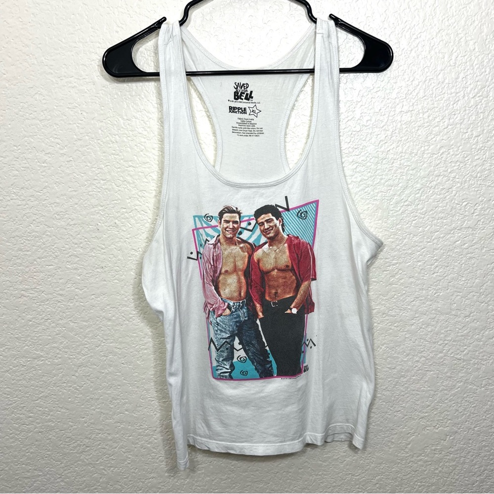 Saved by the Bell Tank Top Retro Zack Morris AC Slater White Size XL